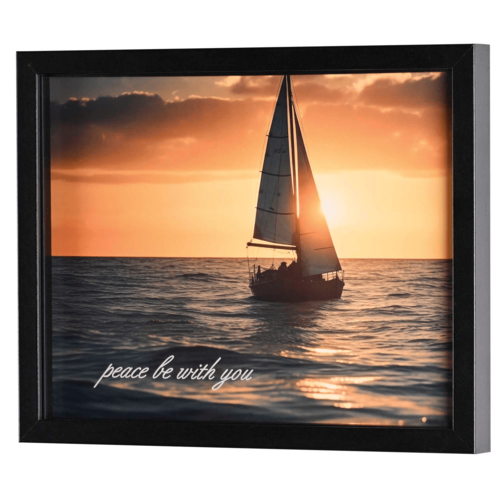 Serene Nautical Art - Peace Be With You Framed Wall Décor 14X11